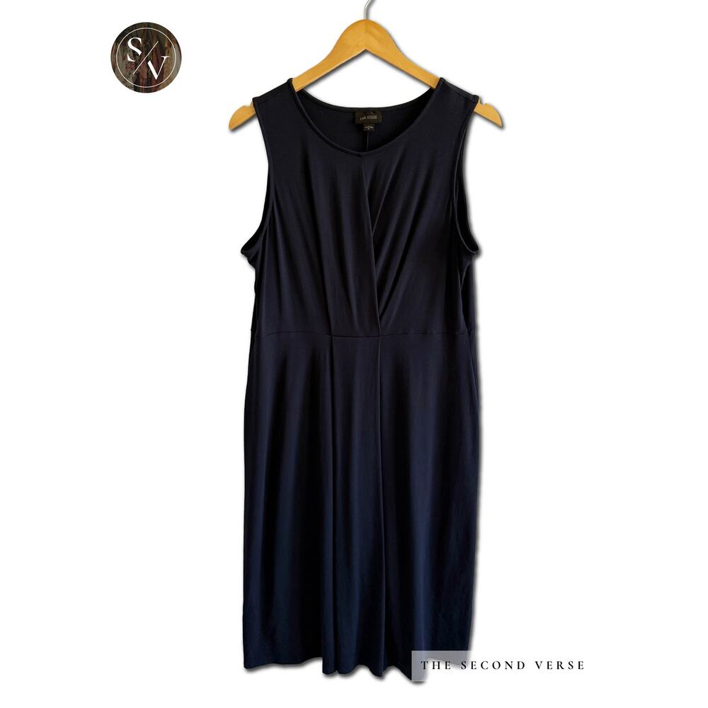 J. Jill Wherever Collection Sleeveless Navy Blue Dress Size Medium - Picture 2 of 6